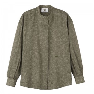 Longchamp Printed Veil Women Shirts Green | Canada-063QOTWYF