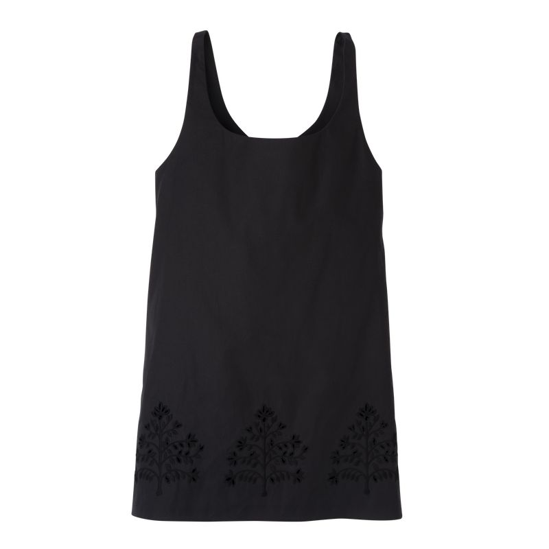 Longchamp Embroidered Canvas Women Dress Black | Canada-357ZIPBHJ