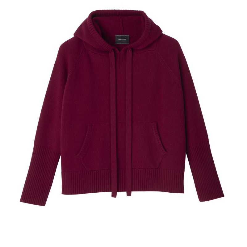 Longchamp Hoodie Women Jumper Dark Red | Canada-256YSJTIQ