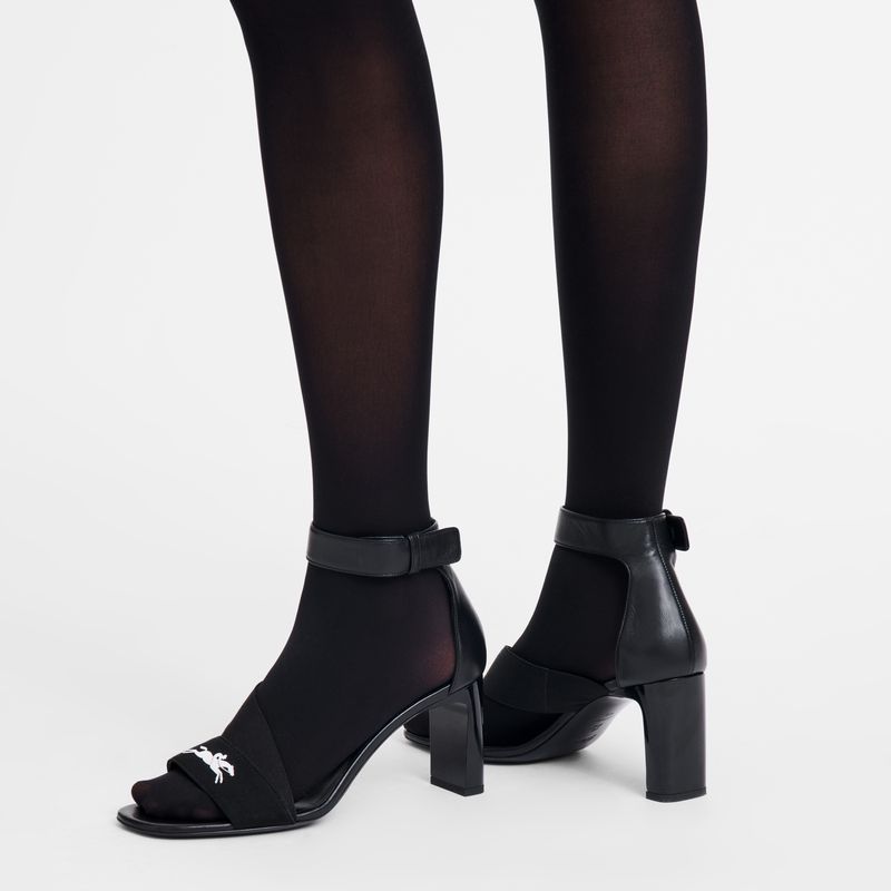 Longchamp La Baronne Heeled Women Sandals Black | Canada-623HCDTWZ