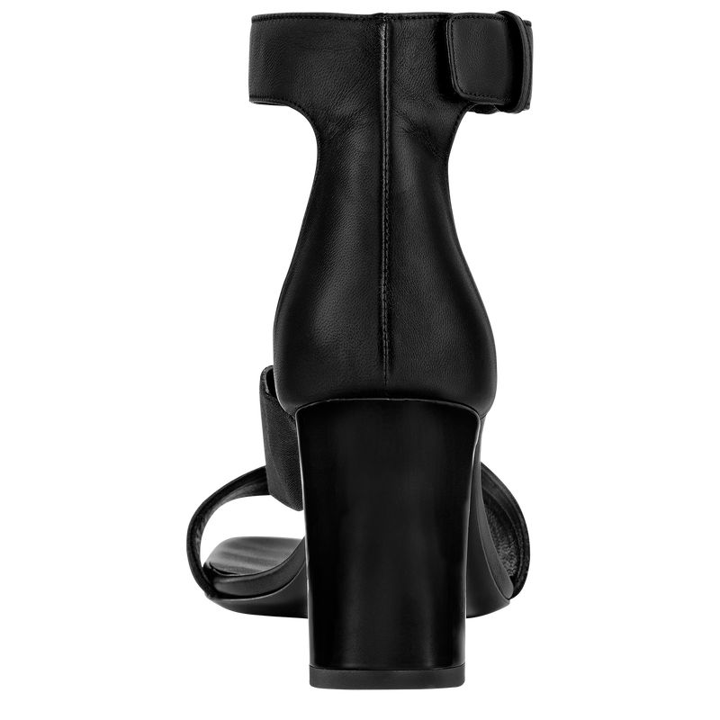 Longchamp La Baronne Heeled Women Sandals Black | Canada-623HCDTWZ