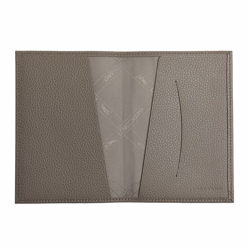 Longchamp Le Foulonné Women Passport Holder Grey | Canada-214JAMQBE