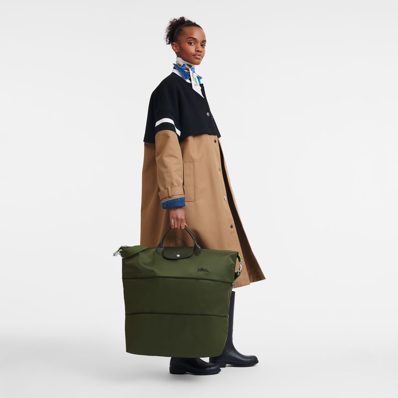 Longchamp Le Pliage Green Expandable Women Travel Bag Dark Green | Canada-532CUTVAN