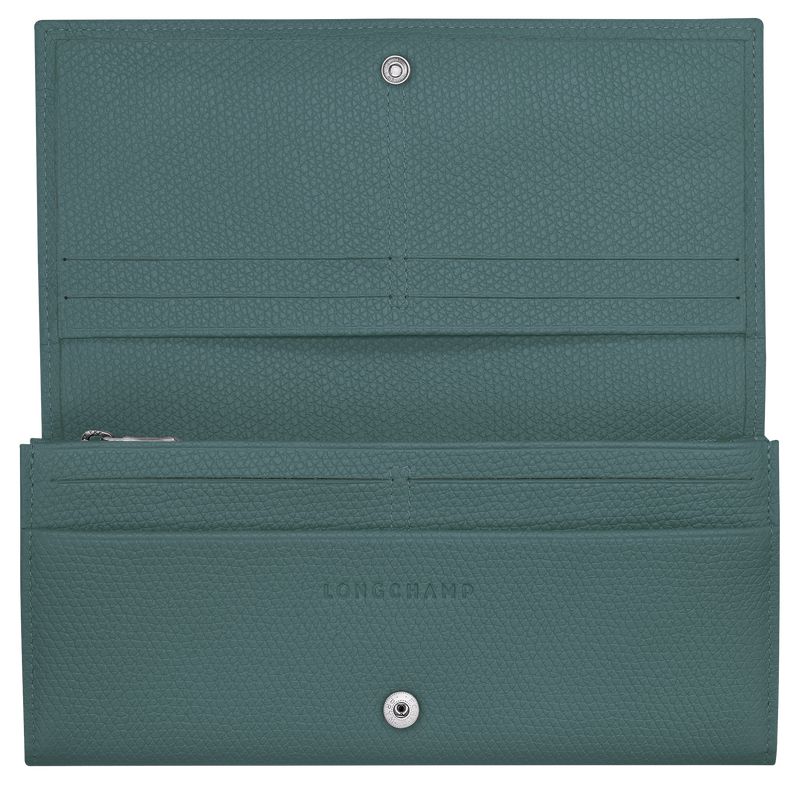 Longchamp Le Roseau Flap Women Wallet Blue Green | Canada-642JCTKME