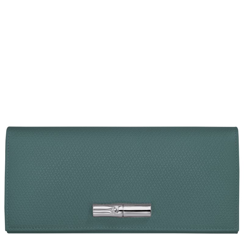Longchamp Le Roseau Flap Women Wallet Blue Green | Canada-642JCTKME