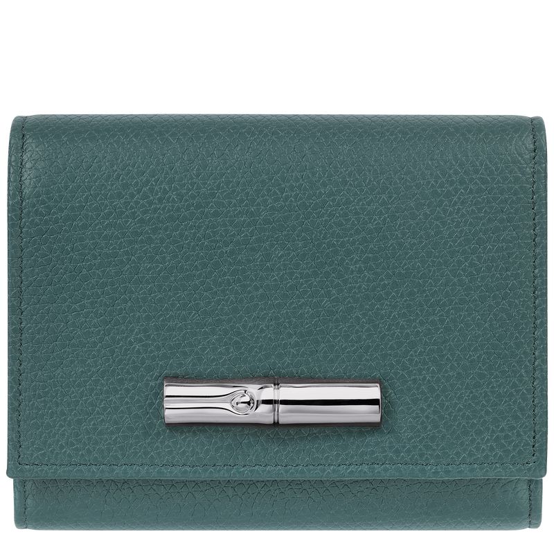 Longchamp Le Roseau Women Wallet Blue Green | Canada-108ETKULR