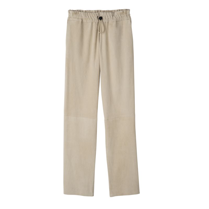 Longchamp Leather Straight Women Pants Beige | Canada-703QGYJZA