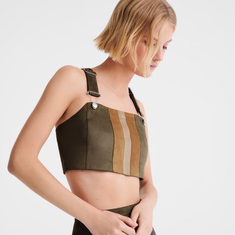 Longchamp Leather Women Top Khaki | Canada-625VDPYXT