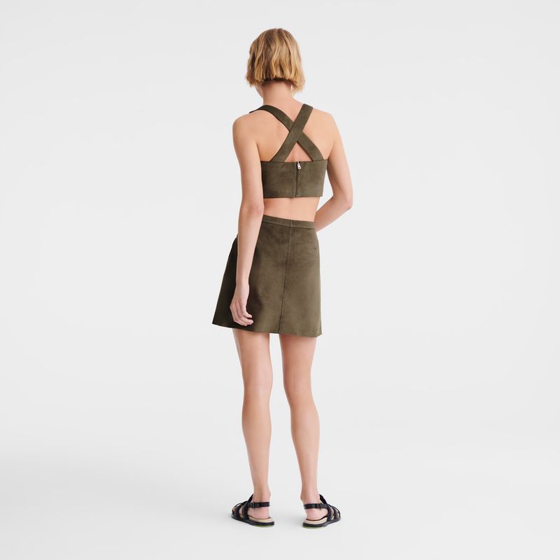 Longchamp Leather Women Top Khaki | Canada-625VDPYXT