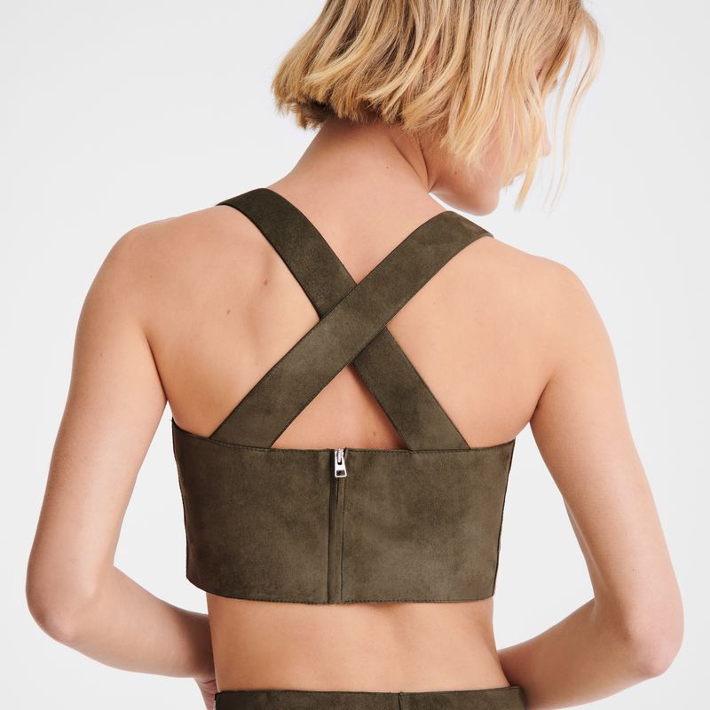 Longchamp Leather Women Top Khaki | Canada-625VDPYXT
