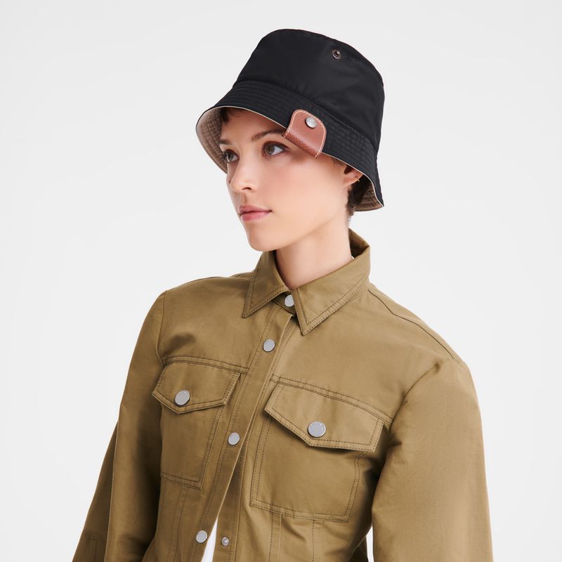 Longchamp Reversible Women Bucket Hat Black | Canada-536EBNCAQ