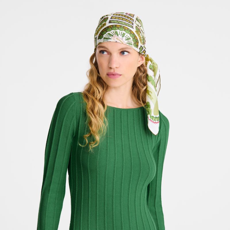 Longchamp Vegetable Garden 90 Women Scarf Khaki | Canada-137QFRYJN