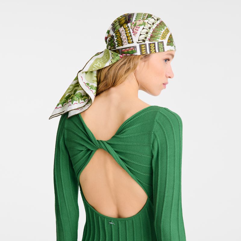 Longchamp Vegetable Garden 90 Women Scarf Khaki | Canada-137QFRYJN