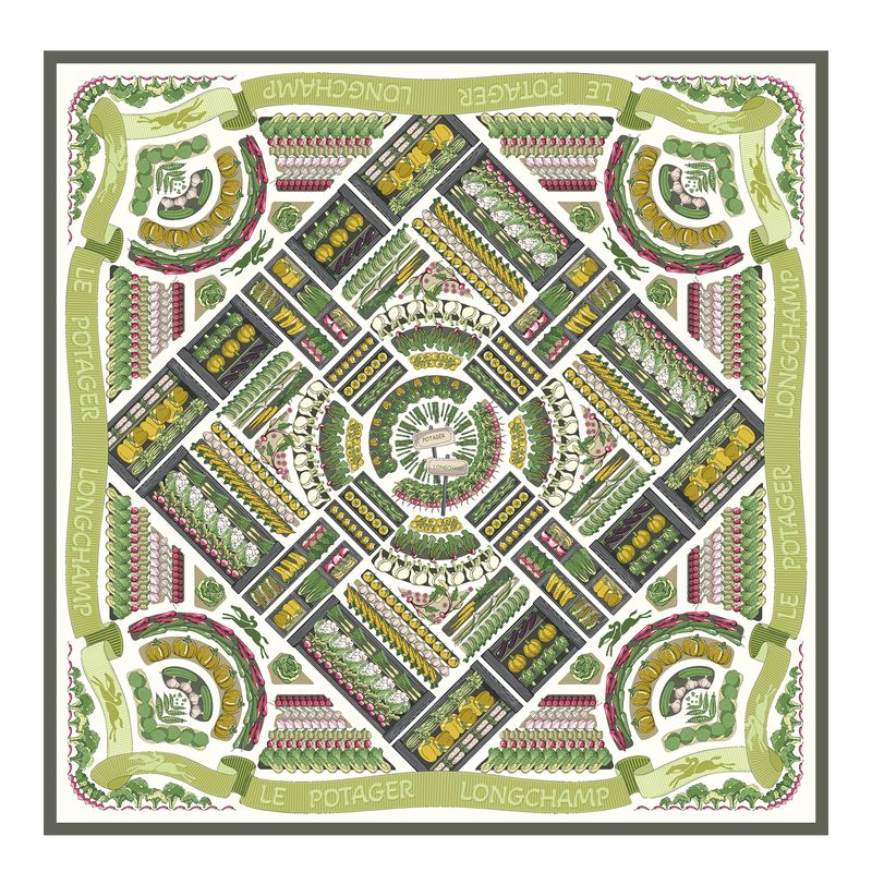 Longchamp Vegetable Garden 90 Women Scarf Khaki | Canada-137QFRYJN